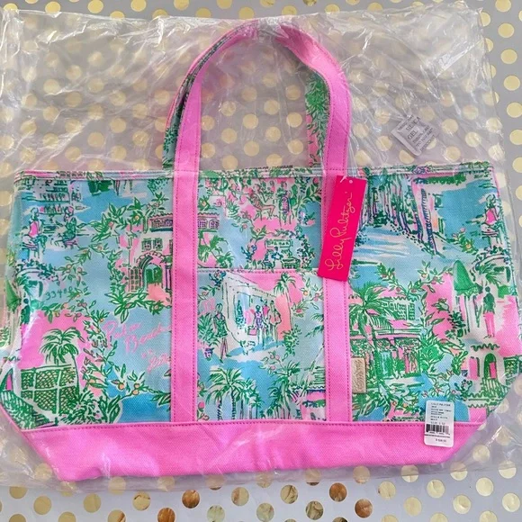 Lilly Pulitzer Pink and Green Tropical Tote - Picture 3 of 3